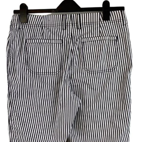 Chicos Capri Pants Size 1 White Black Striped Casual Cropped Pants - Picture 4 of 5
